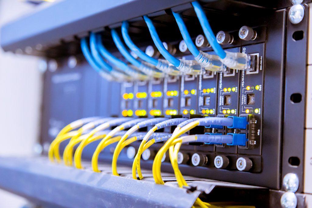 network cabling close up blue