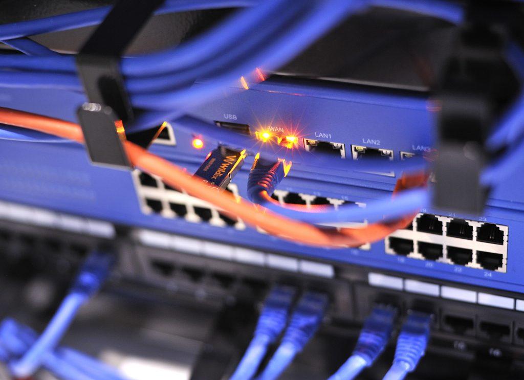 Network cabling close up
